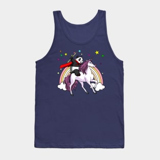 Panda Bear Riding Unicorn Funny Rainbow Tank Top